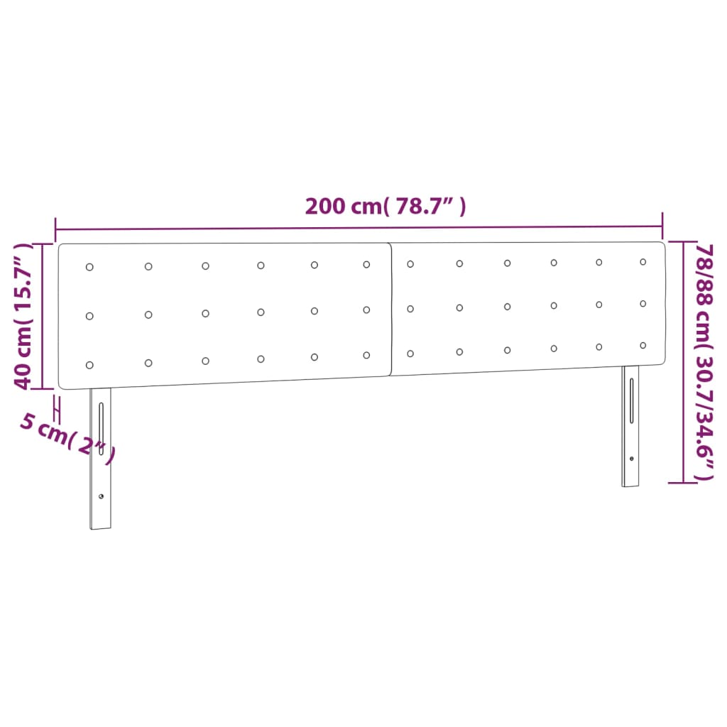 2 db sötétszürke szövet fejtámla 100x5x78/88 cm