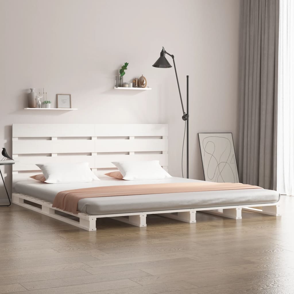 fehér tömör fenyőfa ágy matrac nélkül 135 x 190 cm