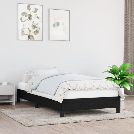 fekete szövet ágykeret matrac nélkül 100x200 cm
