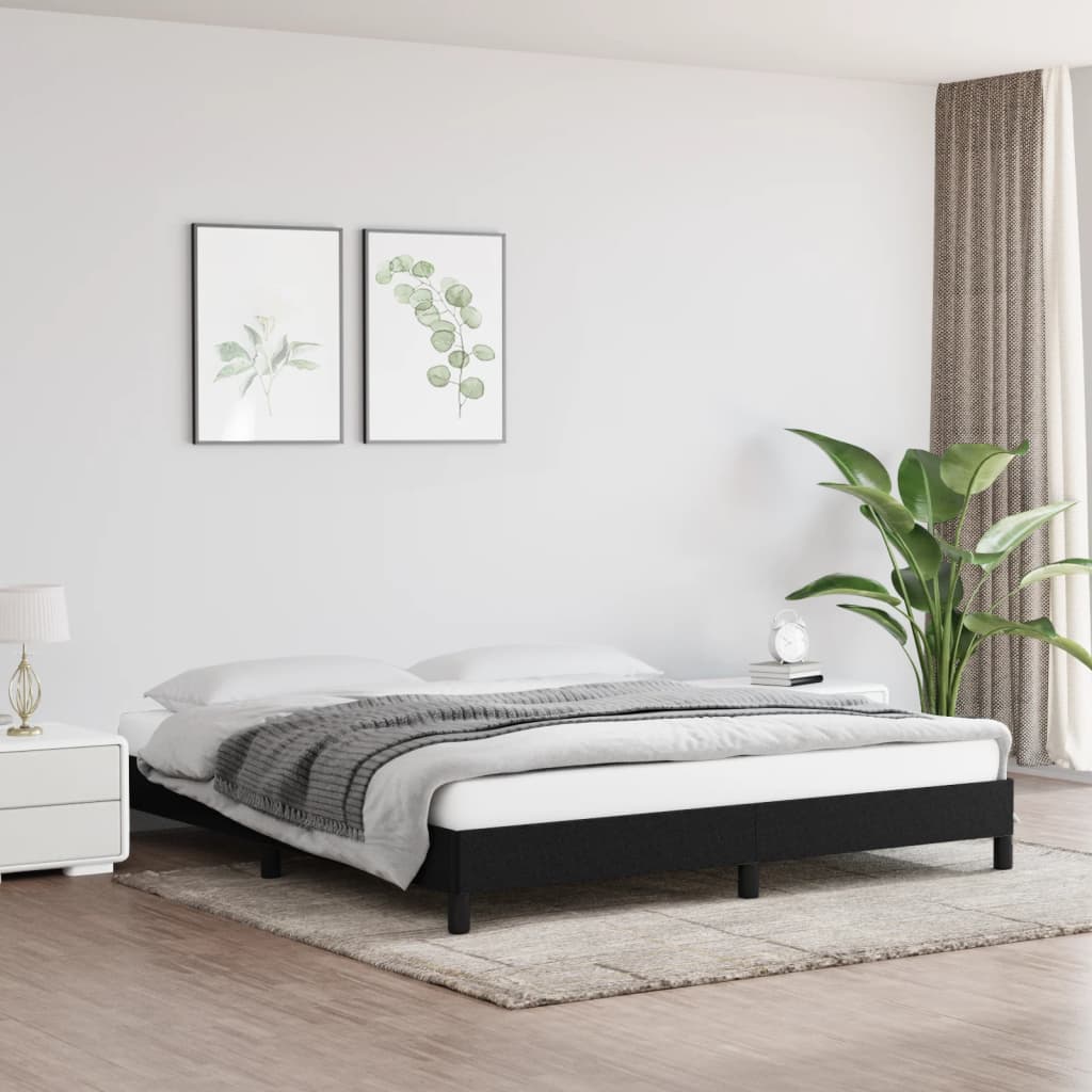 fekete szövet ágykeret matrac nélkül 180 x 200 cm