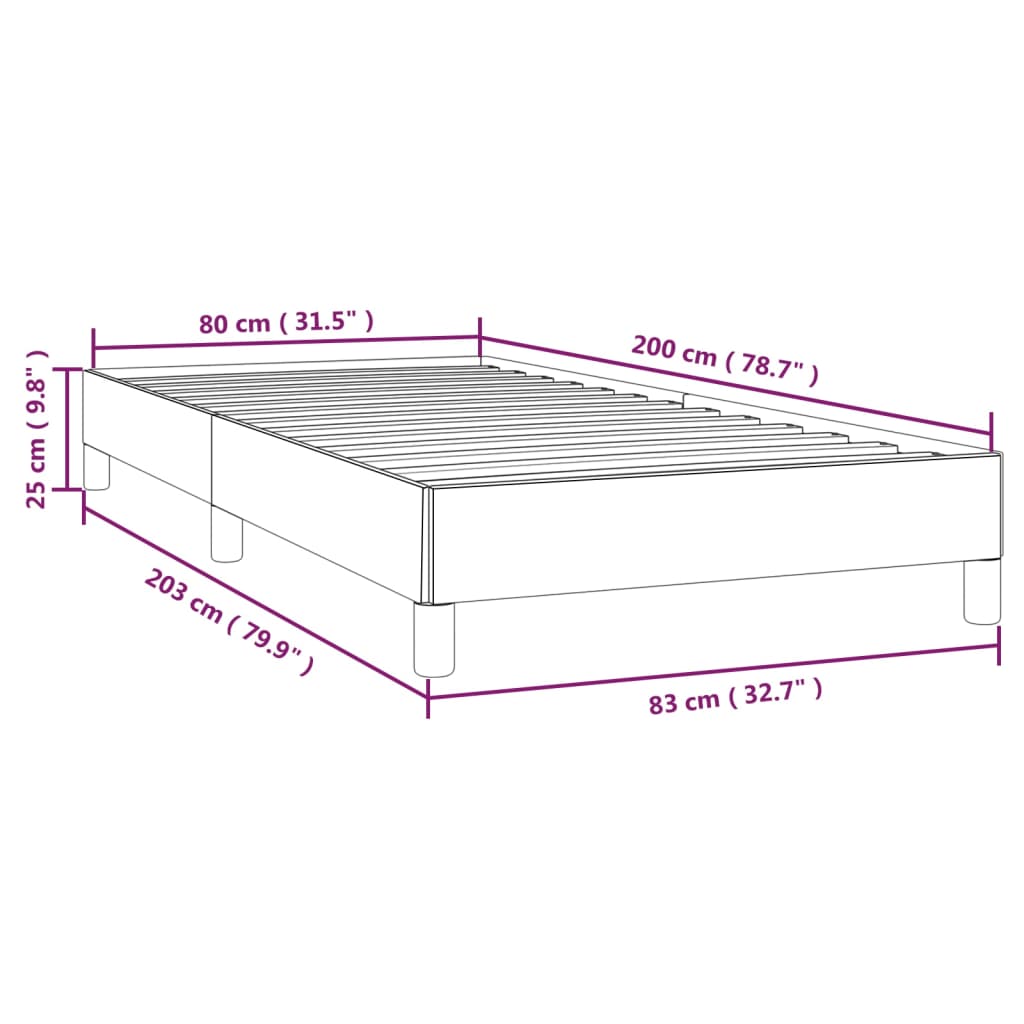 sötétszürke szövet ágykeret matrac nélkül 80x200 cm
