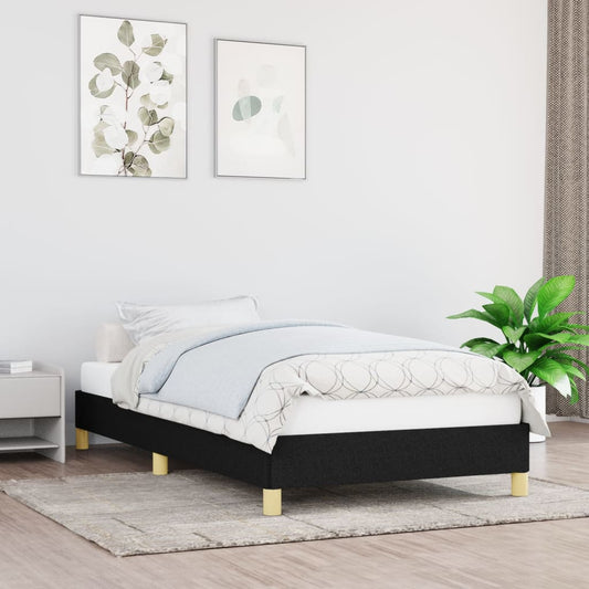 fekete szövet ágykeret matrac nélkül 100x200 cm