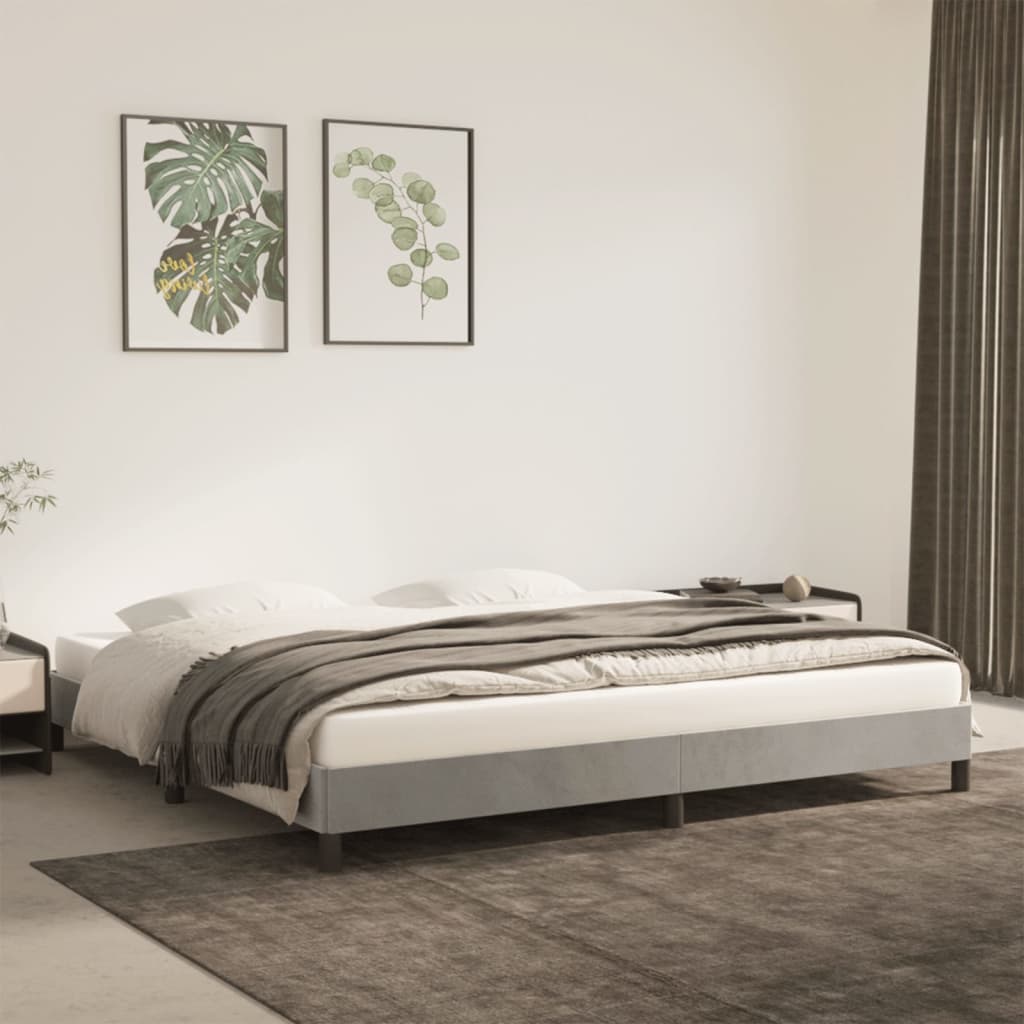 világosszürke bársony ágykeret matrac nélkül 200 x 200 cm