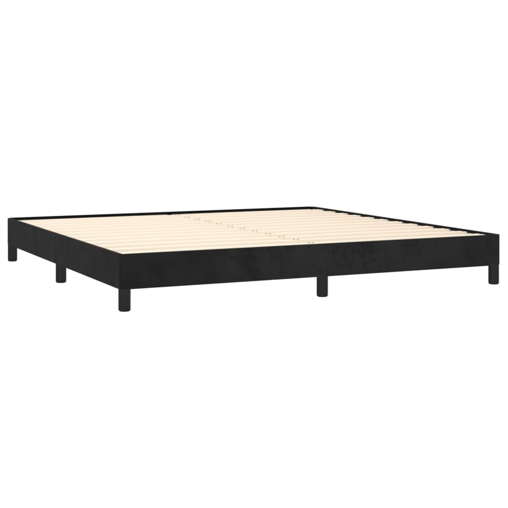 fekete bársony ágykeret matrac nélkül 200 x 200 cm