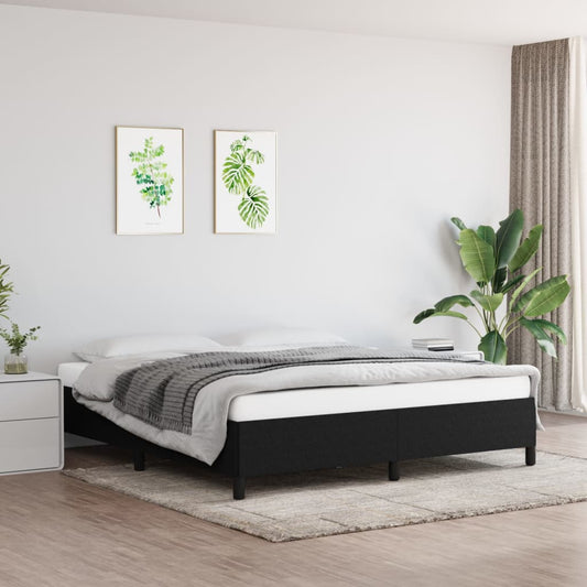 fekete szövet ágykeret matrac nélkül 160 x 200 cm