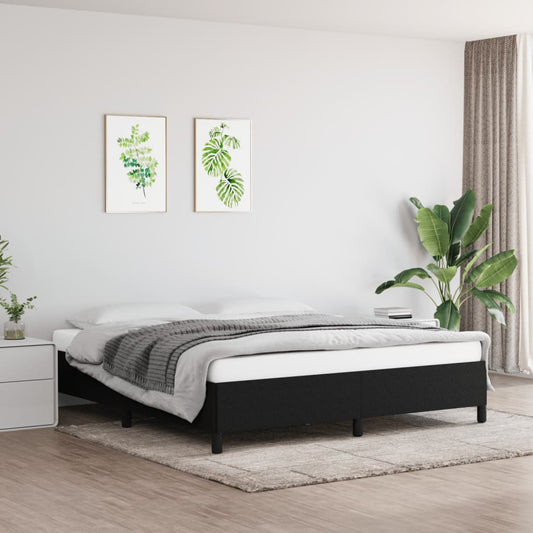 fekete szövet ágykeret matrac nélkül 180 x 200 cm