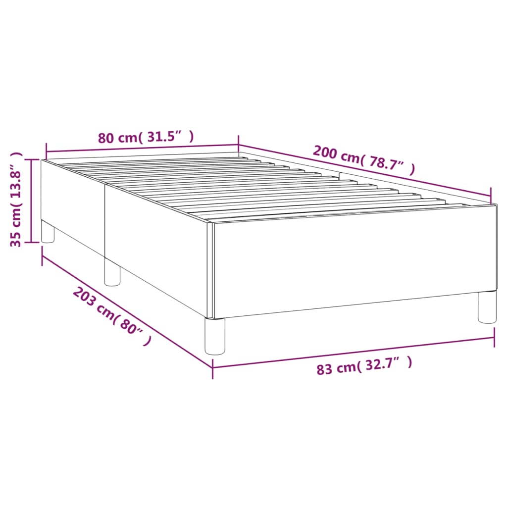 sötétszürke szövet ágykeret matrac nélkül 80x200 cm