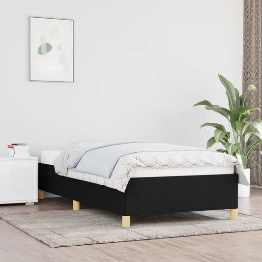 fekete szövet ágykeret matrac nélkül 100x200 cm