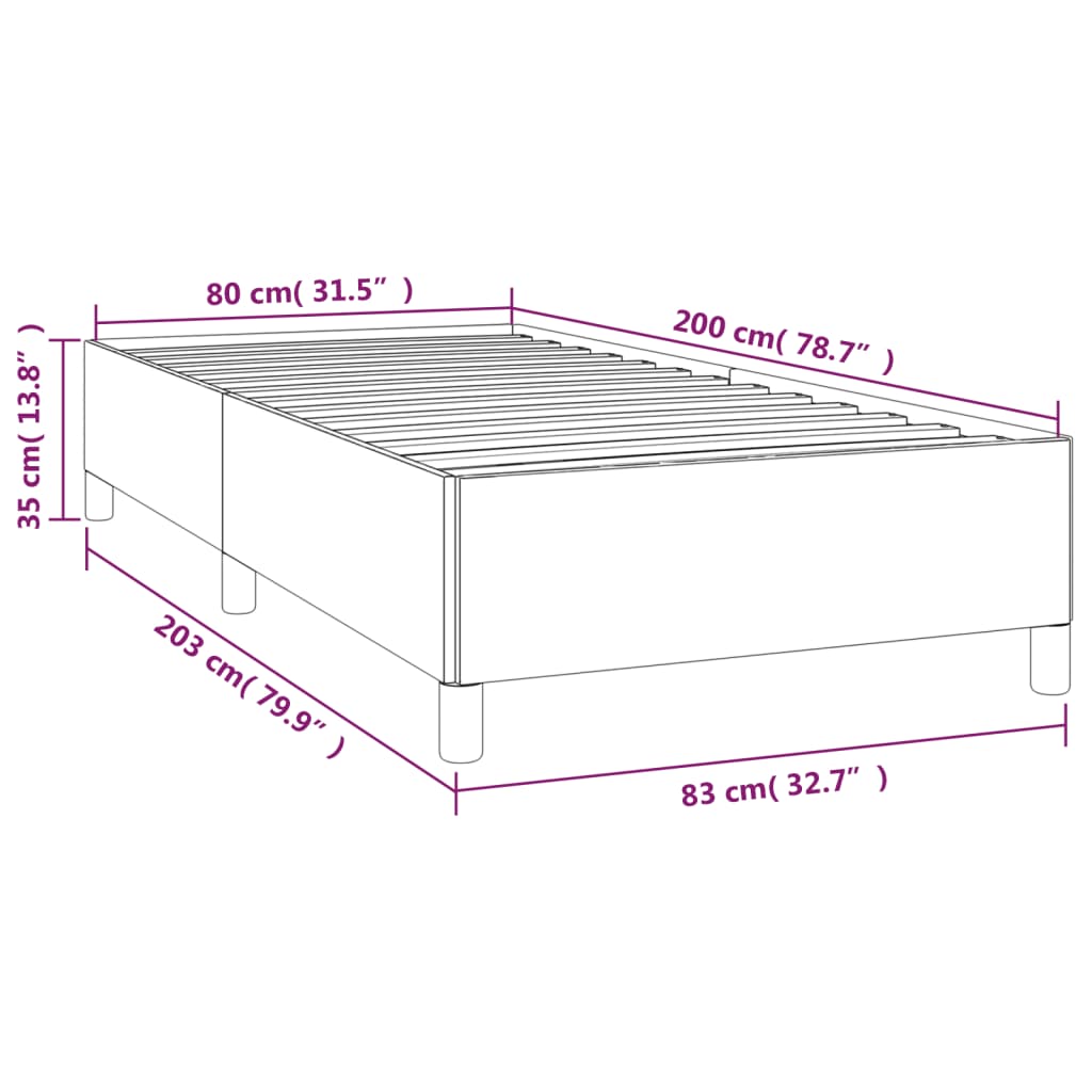 világosszürke bársony ágykeret matrac nélkül 80x200 cm