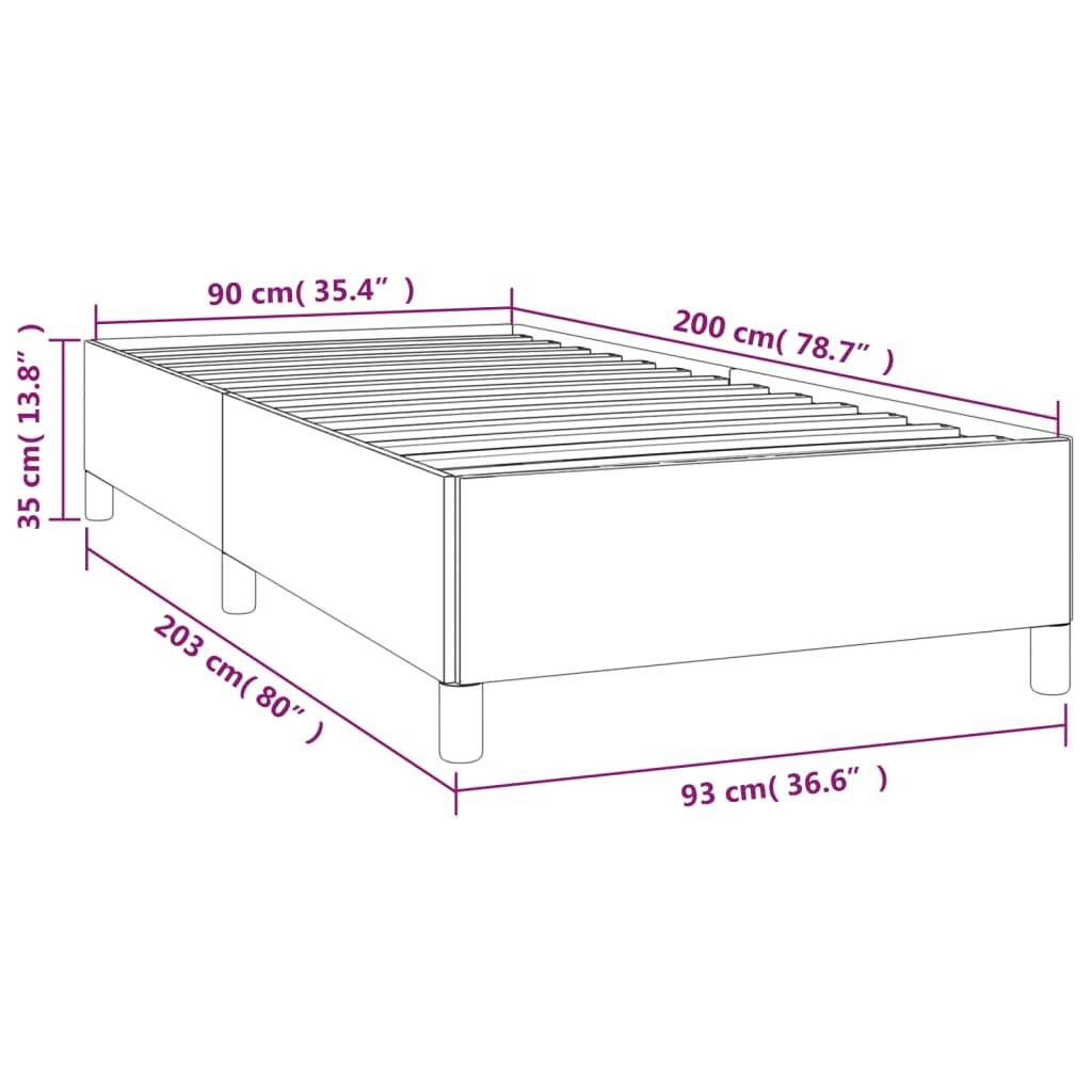 sötétszürke bársony ágykeret matrac nélkül 90x200 cm