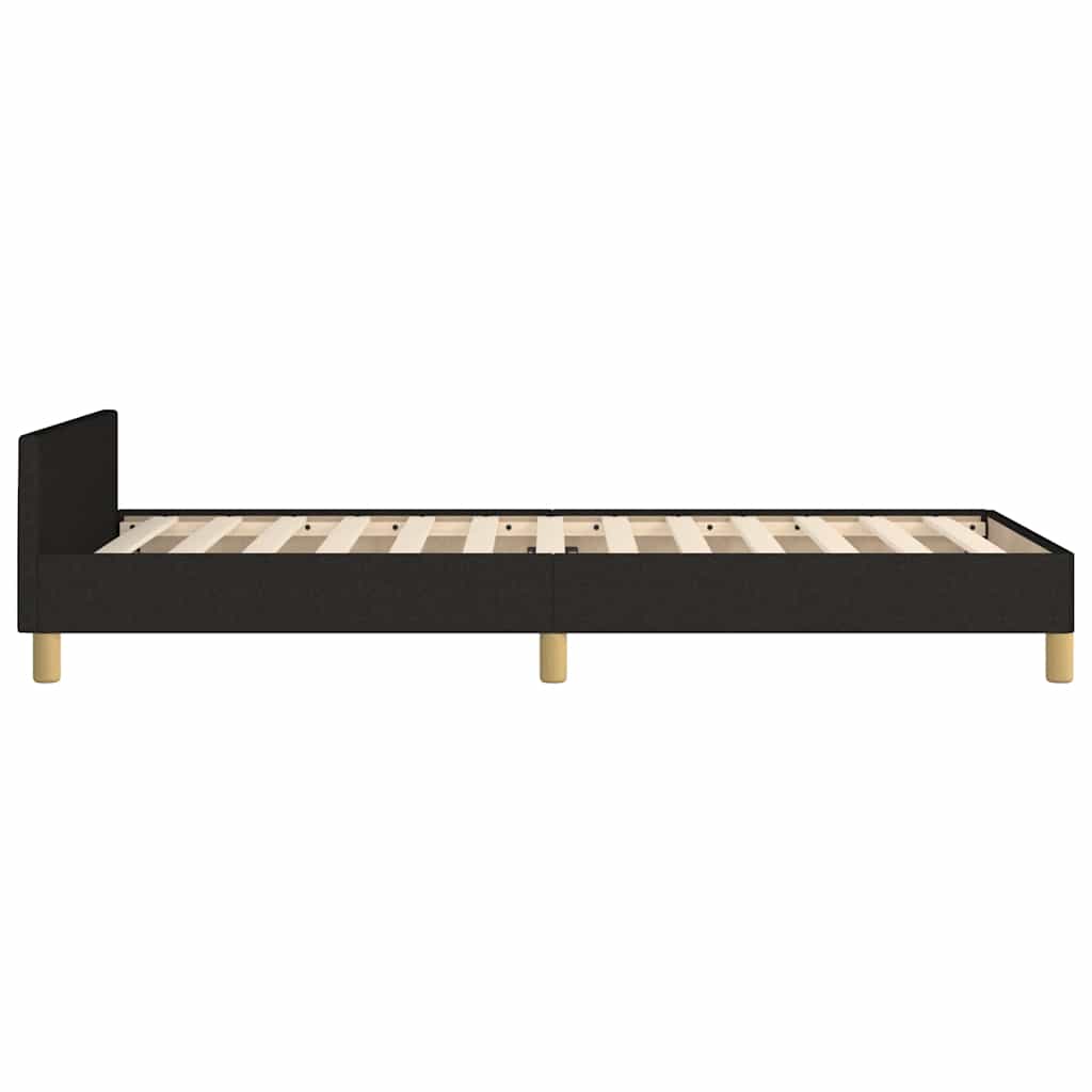 fekete szövet ágykeret fejtámlával matrac nélkül 90x200 cm