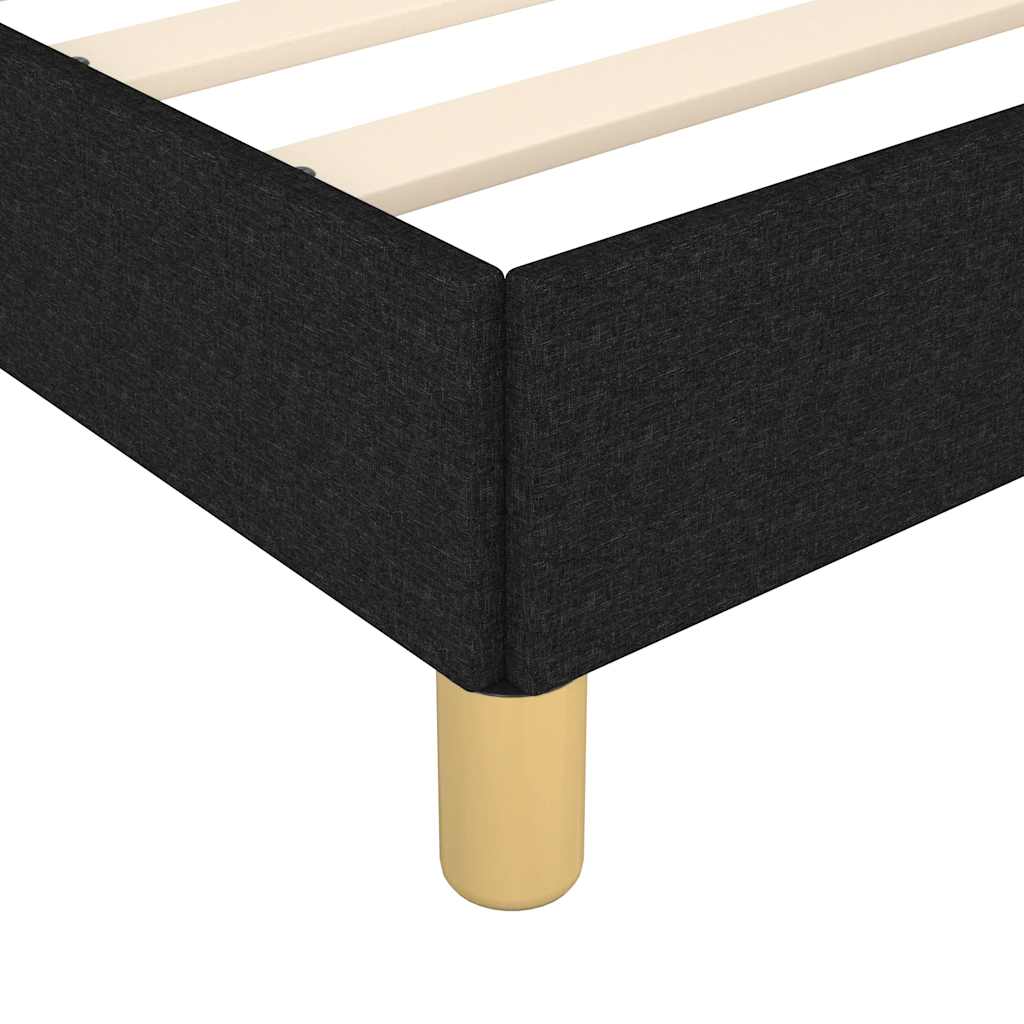 fekete szövet ágykeret fejtámlával matrac nélkül 90x200 cm
