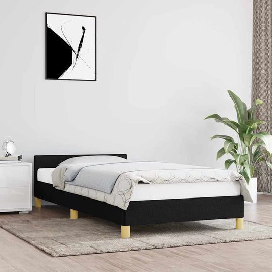 fekete szövet ágykeret matrac nélkül 100x200 cm