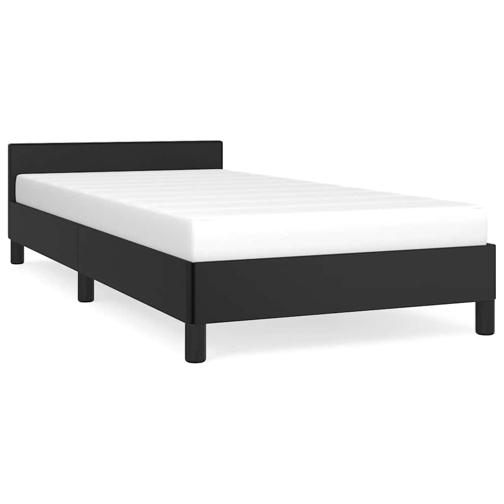 fekete ágykeret fejtámlával matrac nélkül 90x190 cm