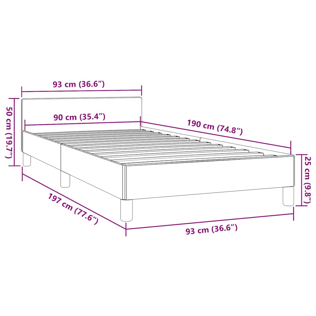 fekete ágykeret fejtámlával matrac nélkül 90x190 cm