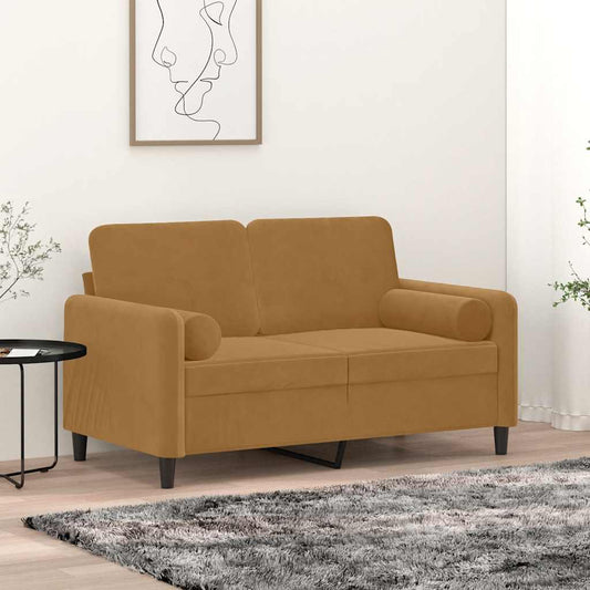 2 db barna bársony díszpárna Ø15x50 cm