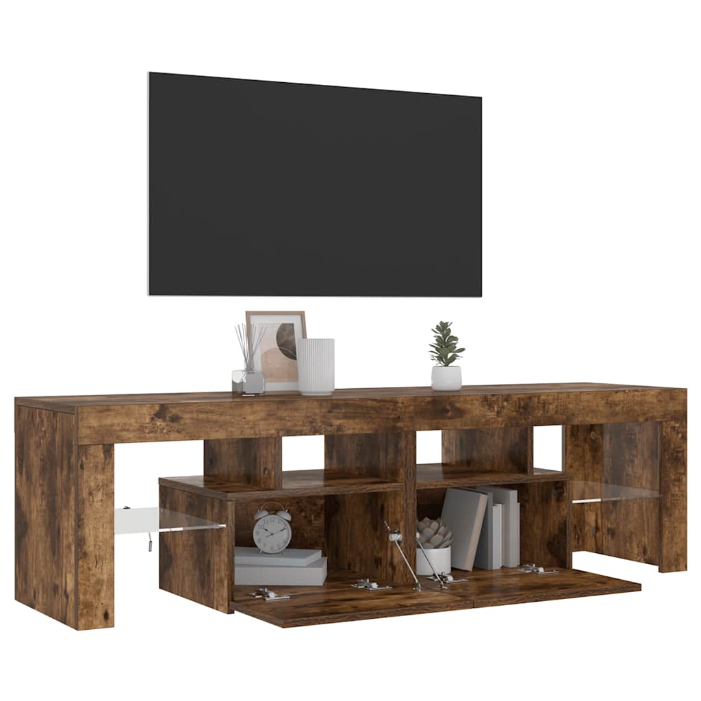 füstös tölgy színű TV-szekrény LED-lámpákkal 140 x 36,5 x 40 cm