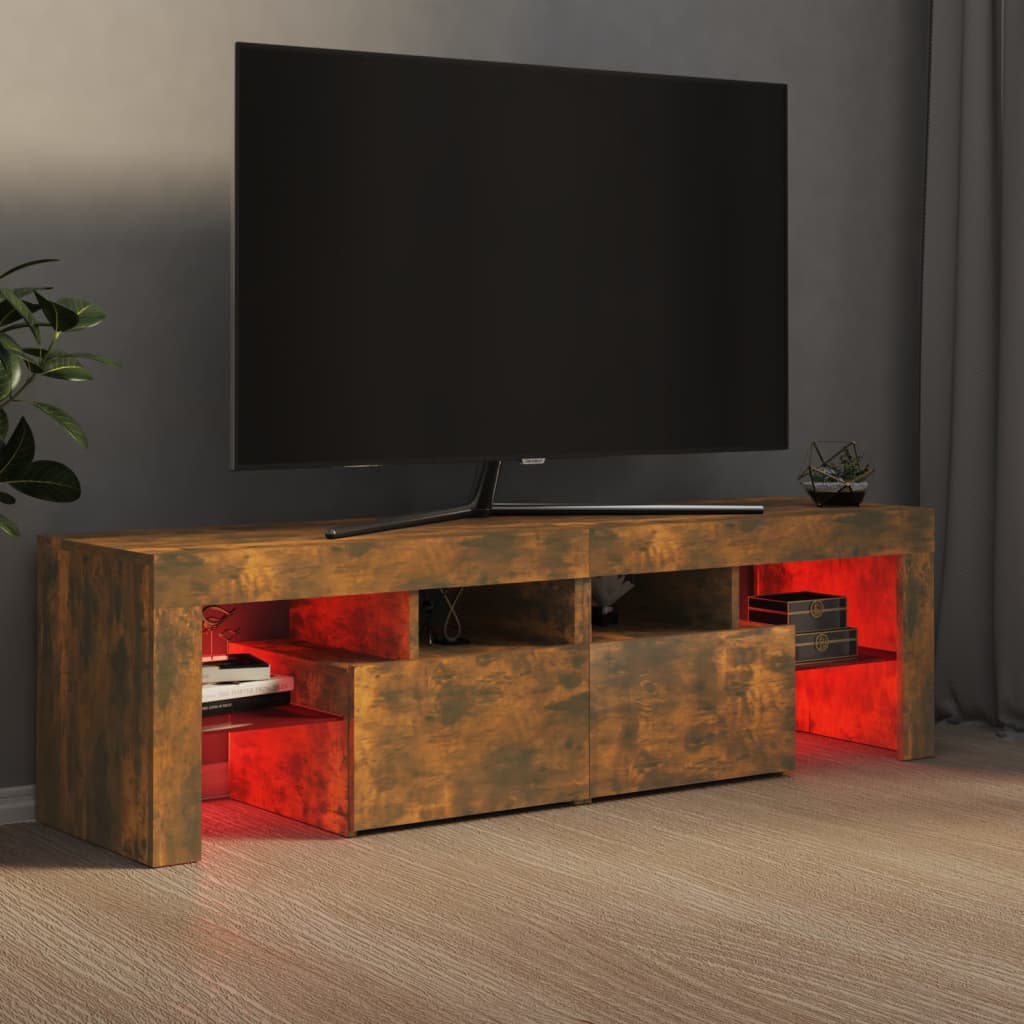 füstös tölgy színű TV-szekrény LED-lámpákkal 140 x 36,5 x 40 cm