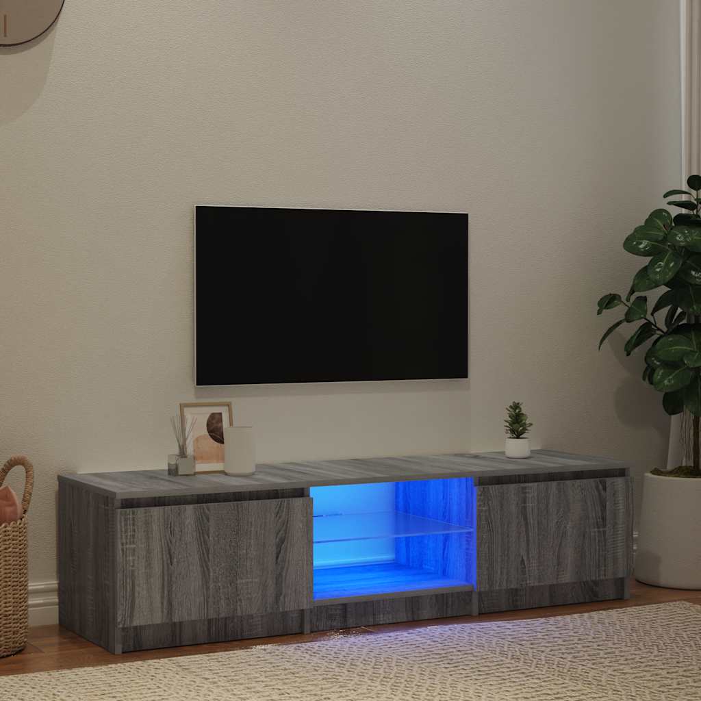 szürke sonoma színű TV-szekrény LED-ekkel 140 x 40 x 36 cm
