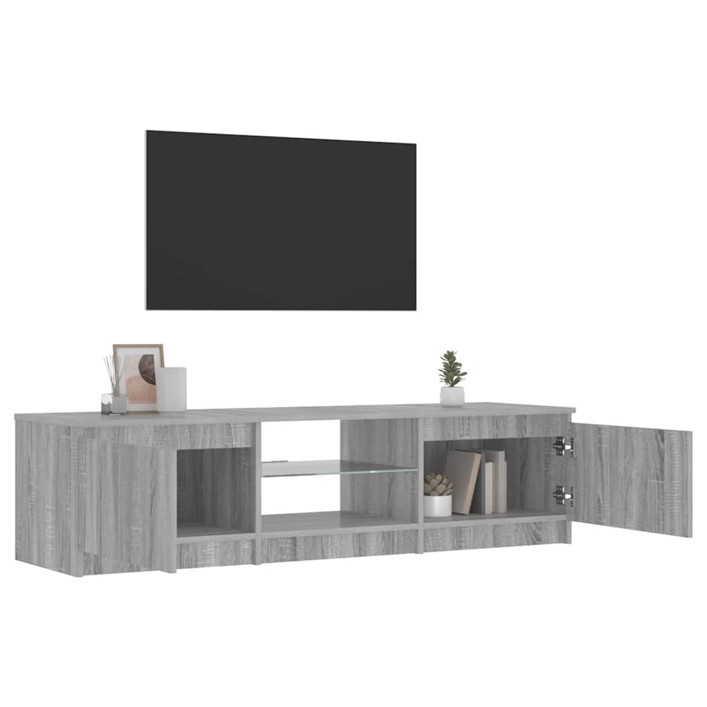 szürke sonoma színű TV-szekrény LED-ekkel 140 x 40 x 36 cm
