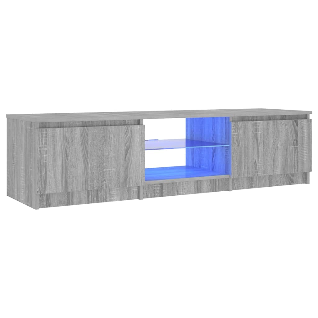 szürke sonoma színű TV-szekrény LED-ekkel 140 x 40 x 36 cm