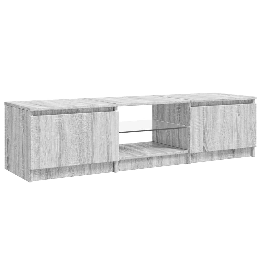 szürke sonoma színű TV-szekrény LED-ekkel 140 x 40 x 36 cm