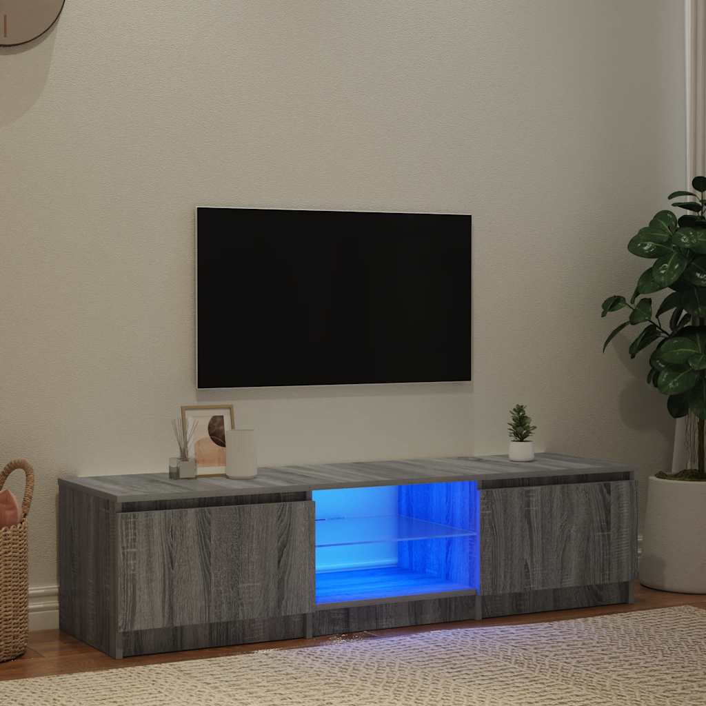 szürke sonoma színű TV-szekrény LED-ekkel 140 x 40 x 36 cm