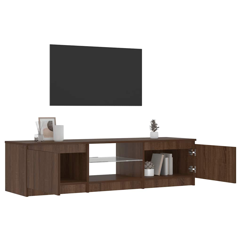barna tölgyszínű TV-szekrény LED-ekkel 140 x 40 x 36 cm