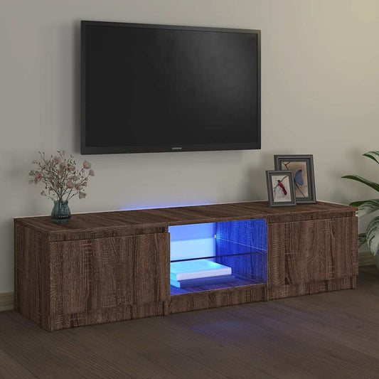 barna tölgyszínű TV-szekrény LED-ekkel 140 x 40 x 36 cm