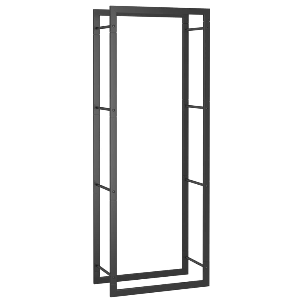 fekete acél tűzifatároló állvány 50x28x132 cm