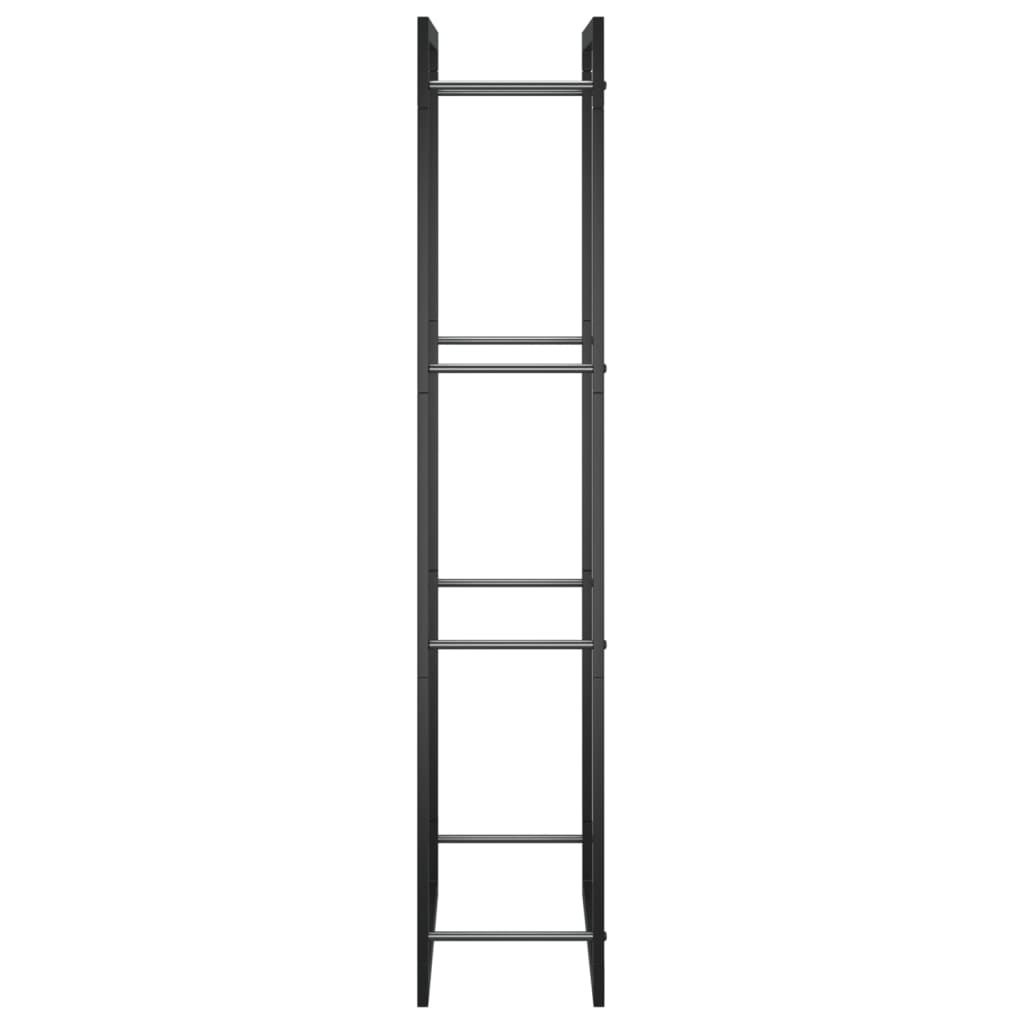 fekete acél tűzifatároló állvány 50x28x132 cm