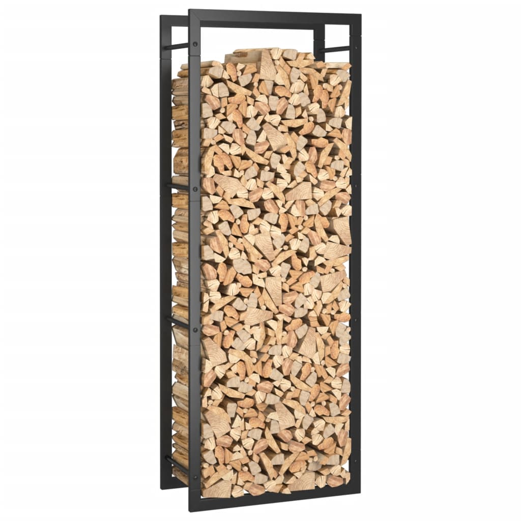 fekete acél tűzifatároló állvány 50x28x132 cm