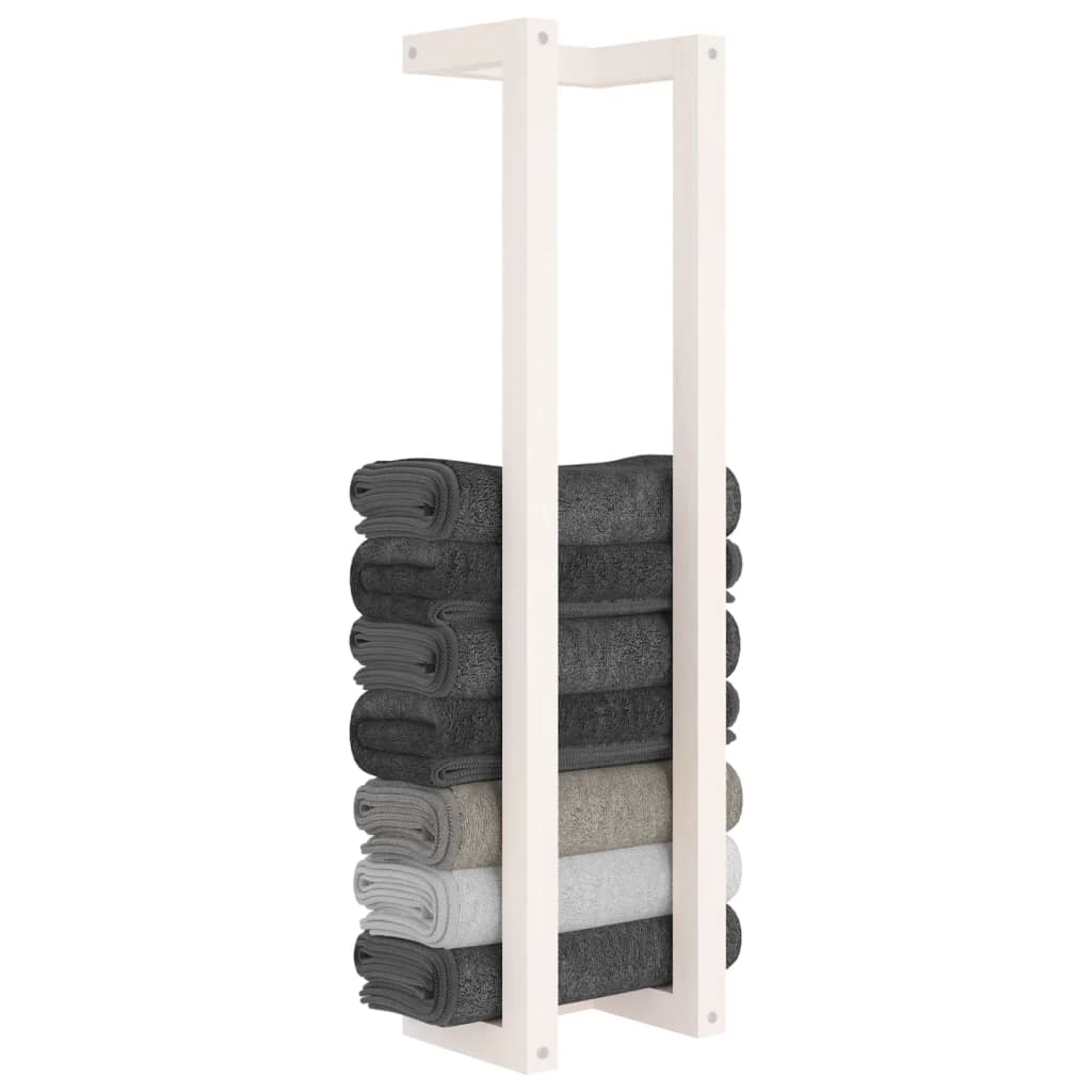 fehér tömör fenyőfa törülközőtartó 23 x 18 x 90 cm