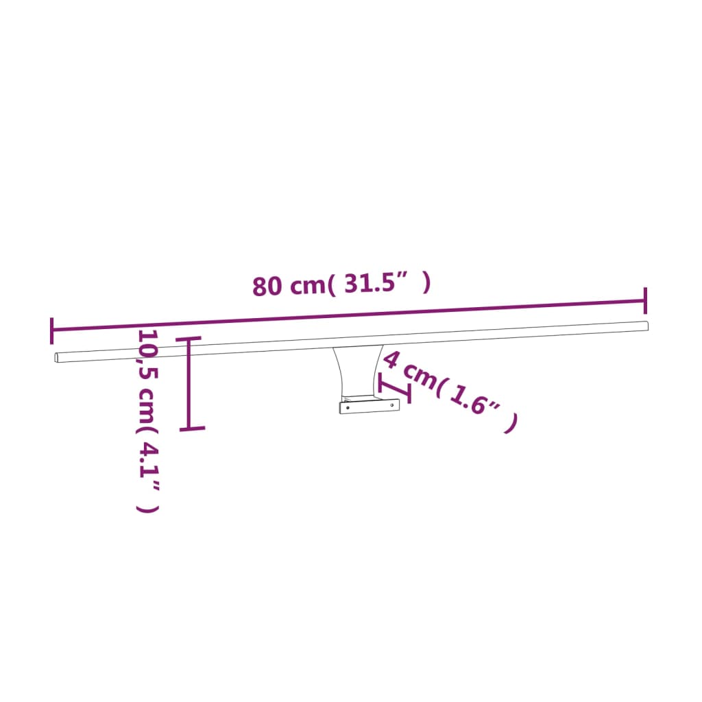 meleg fehér LED-es tükörlámpa 7,5 W 80 cm 3000 K