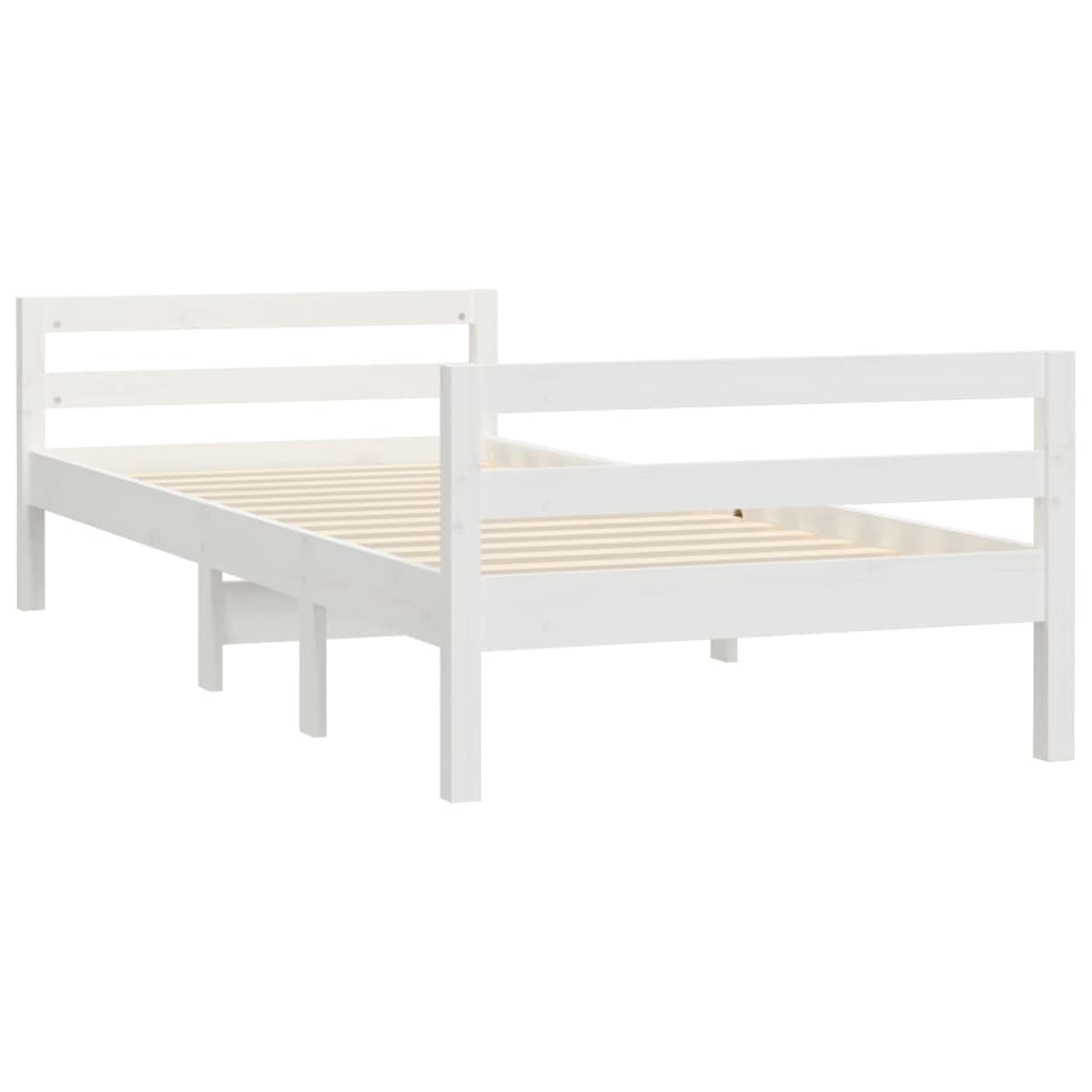 fehér tömör fenyőfa ágy matrac nélkül 90 x 200 cm