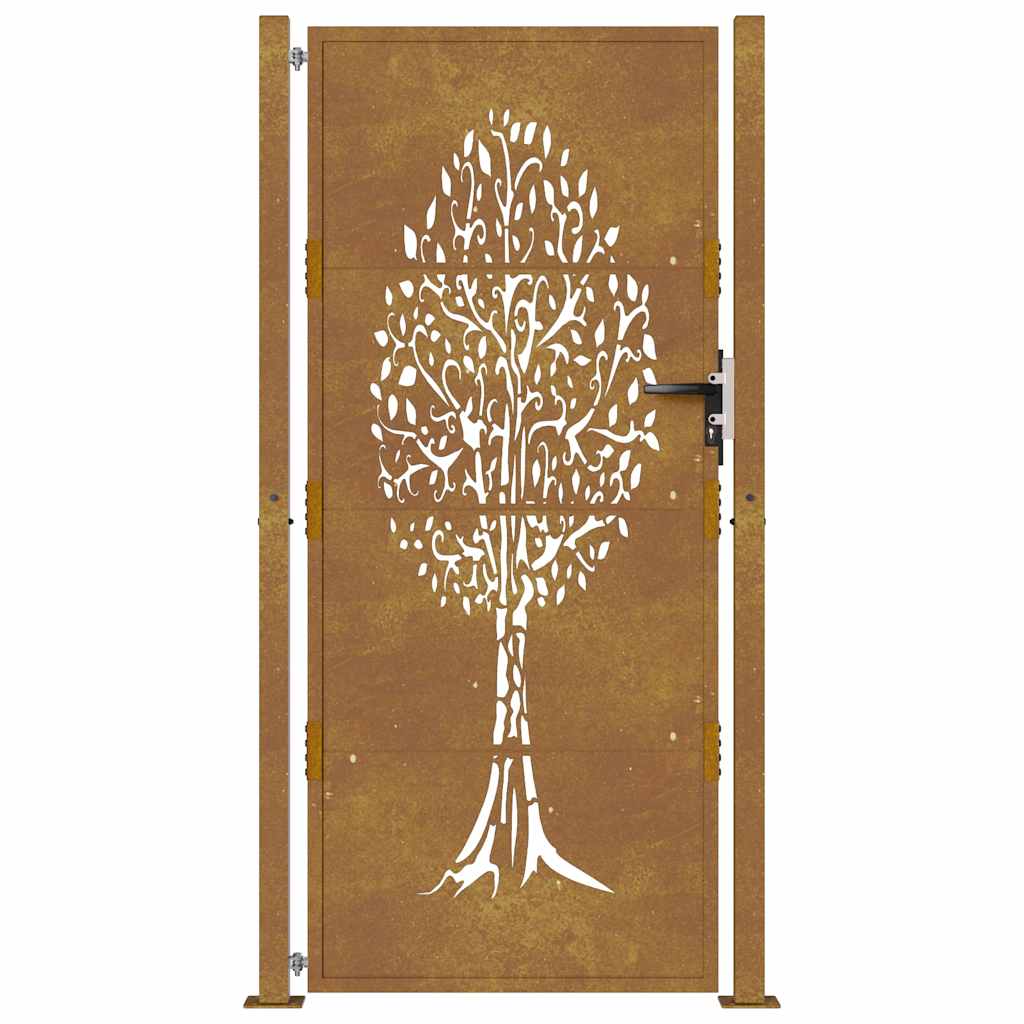 rozsdaszínű famintás corten acél kerti kapu 105 x 205 cm