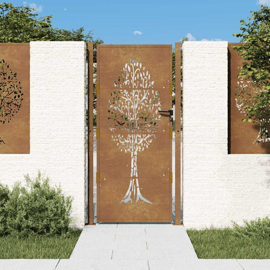 rozsdaszínű famintás corten acél kerti kapu 105 x 205 cm
