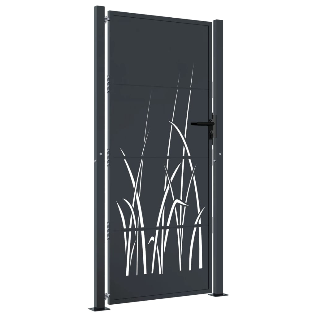 antracitszürke fűmintás acél kertkapu 105 x 205 cm