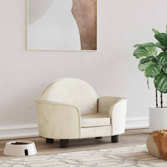 krémszínű bársony kutyaágy 66x40x45 cm