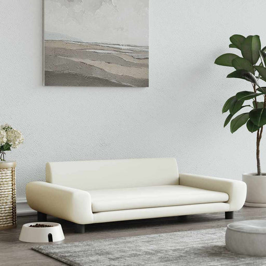 krémszínű bársony kutyaágy 100 x 54 x 33 cm