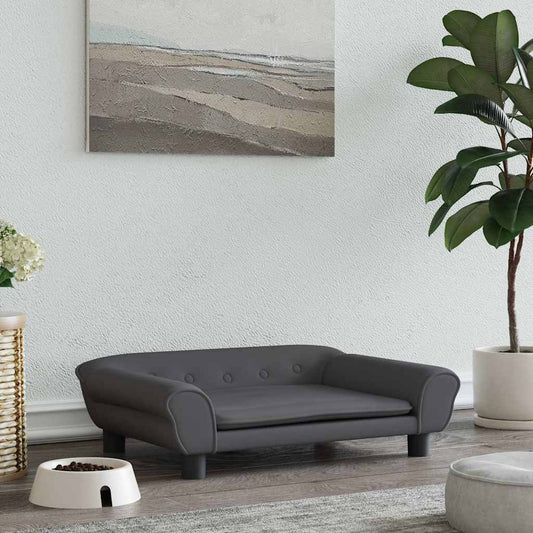 sötétszürke bársony kutyaágy 70 x 48 x 22 cm