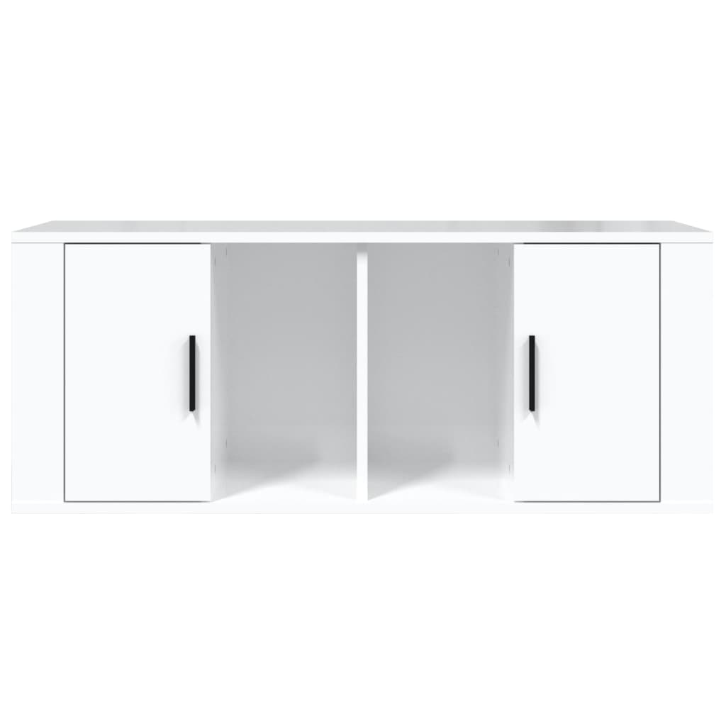 fehér magasfényű szerelt fa TV-szekrény 100x35x40 cm