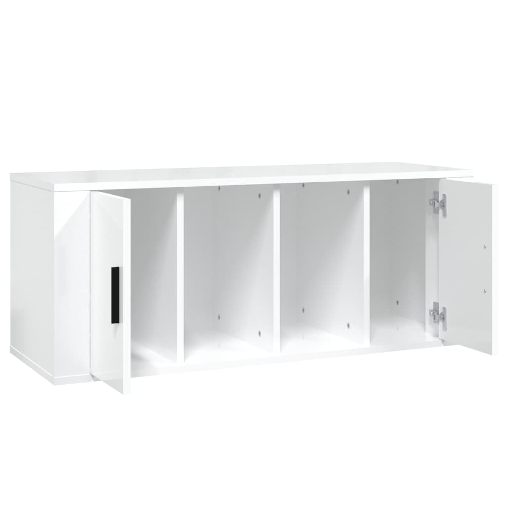 fehér magasfényű szerelt fa TV-szekrény 100x35x40 cm
