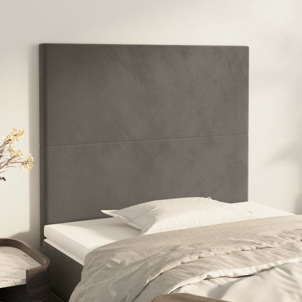 2 db sötétszürke bársony fejtámla 80 x 5 x 78/88 cm