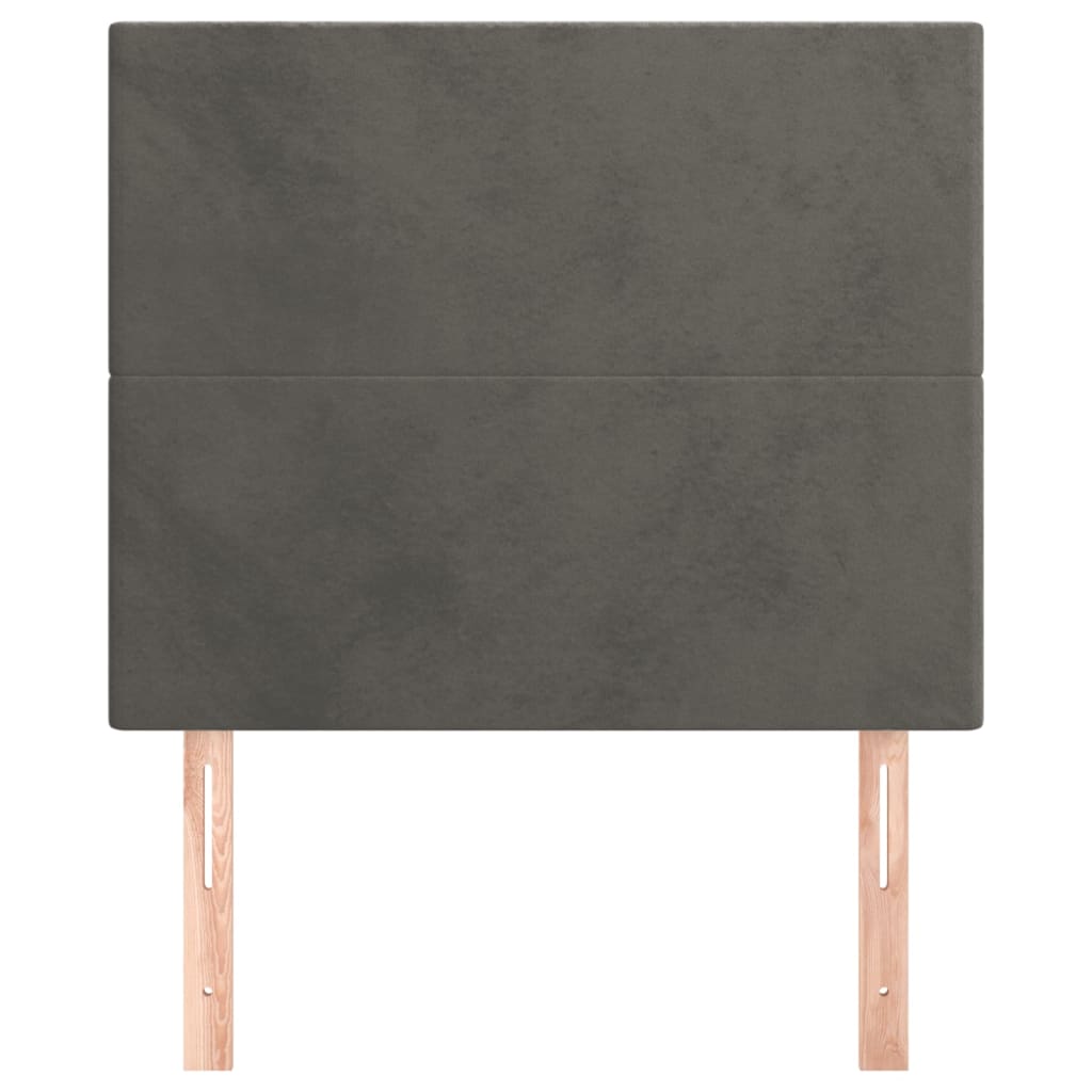 2 db sötétszürke bársony fejtámla 90x5x78/88 cm