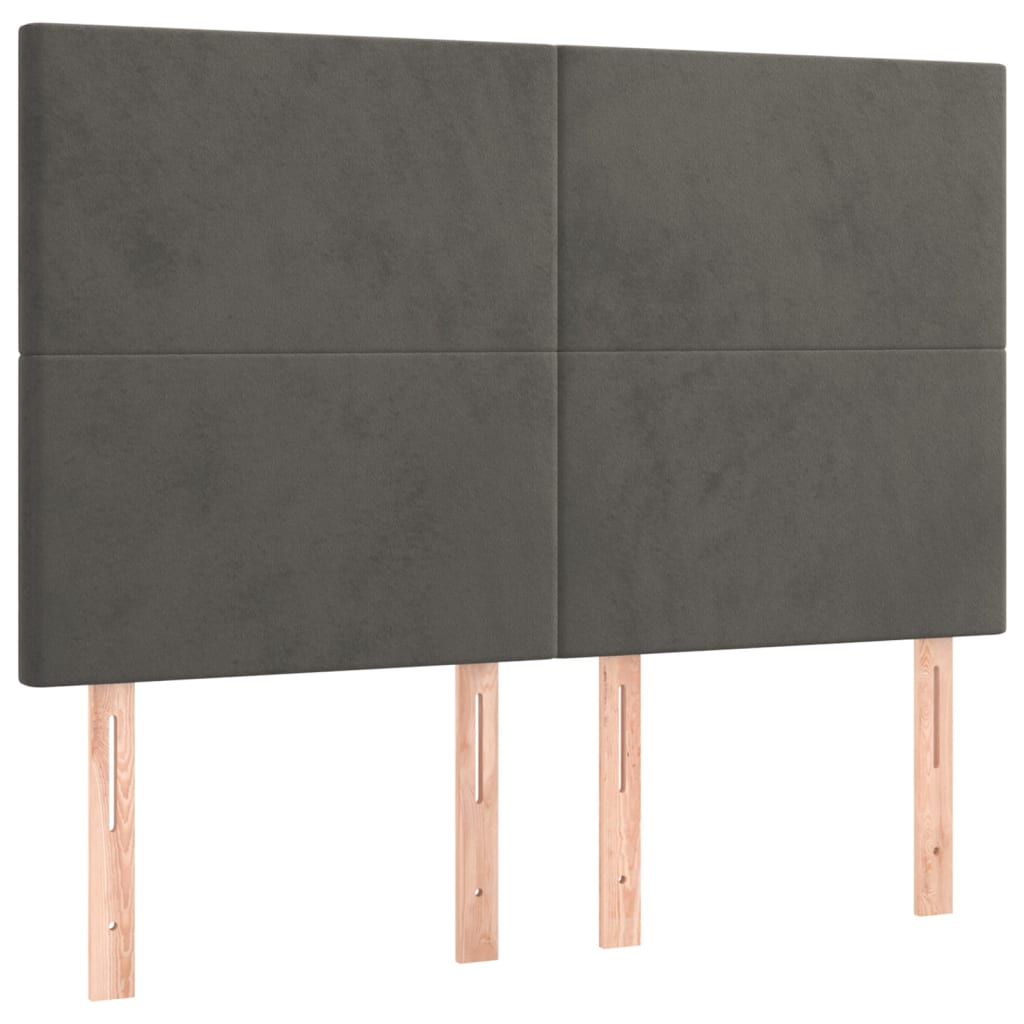4 db sötétszürke bársony fejtámla 72 x 5 x 78/88 cm