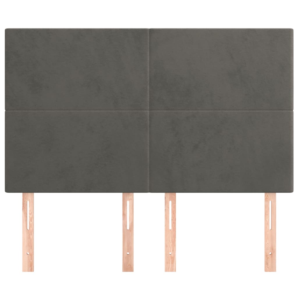 4 db sötétszürke bársony fejtámla 72 x 5 x 78/88 cm