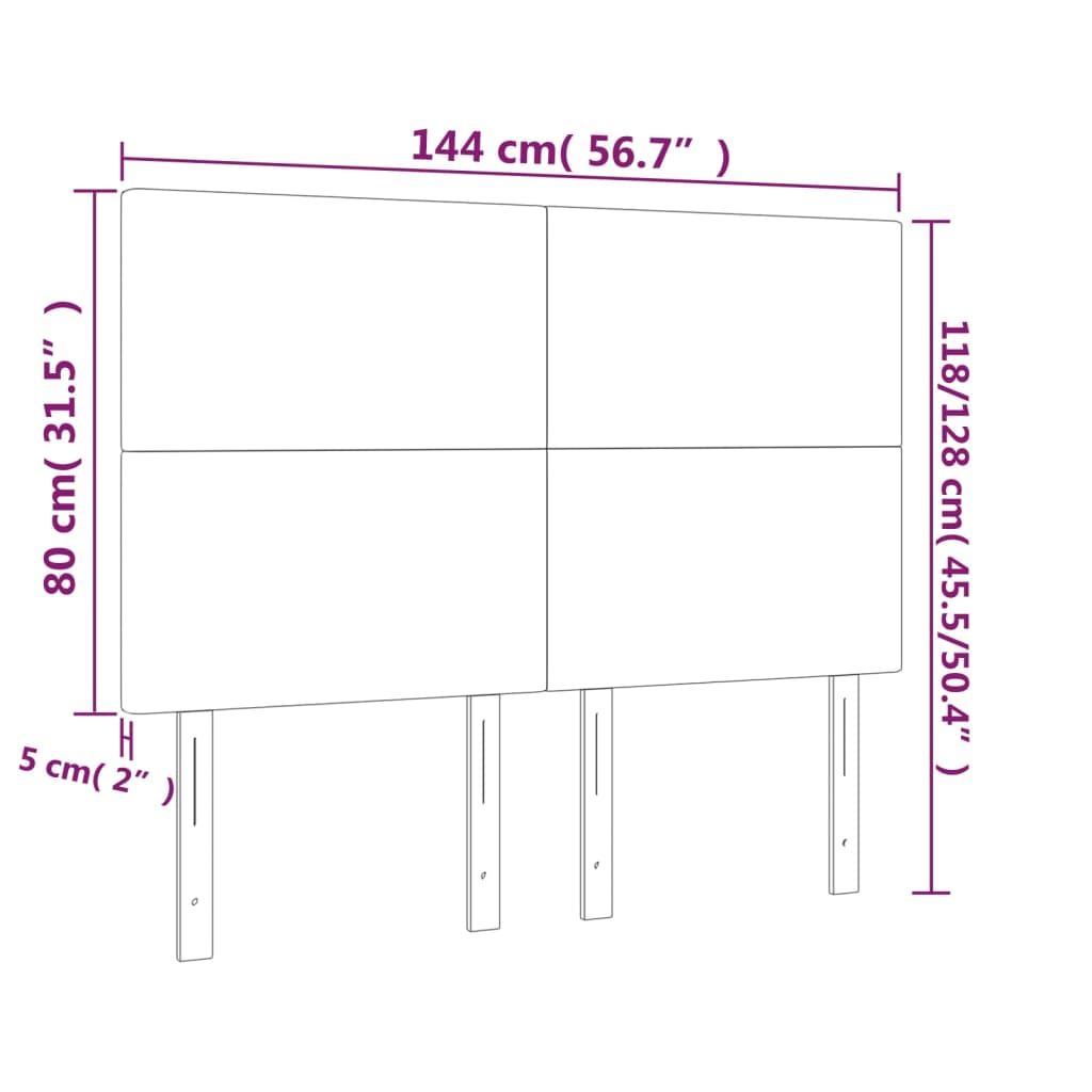 4 db sötétszürke bársony fejtámla 72 x 5 x 78/88 cm