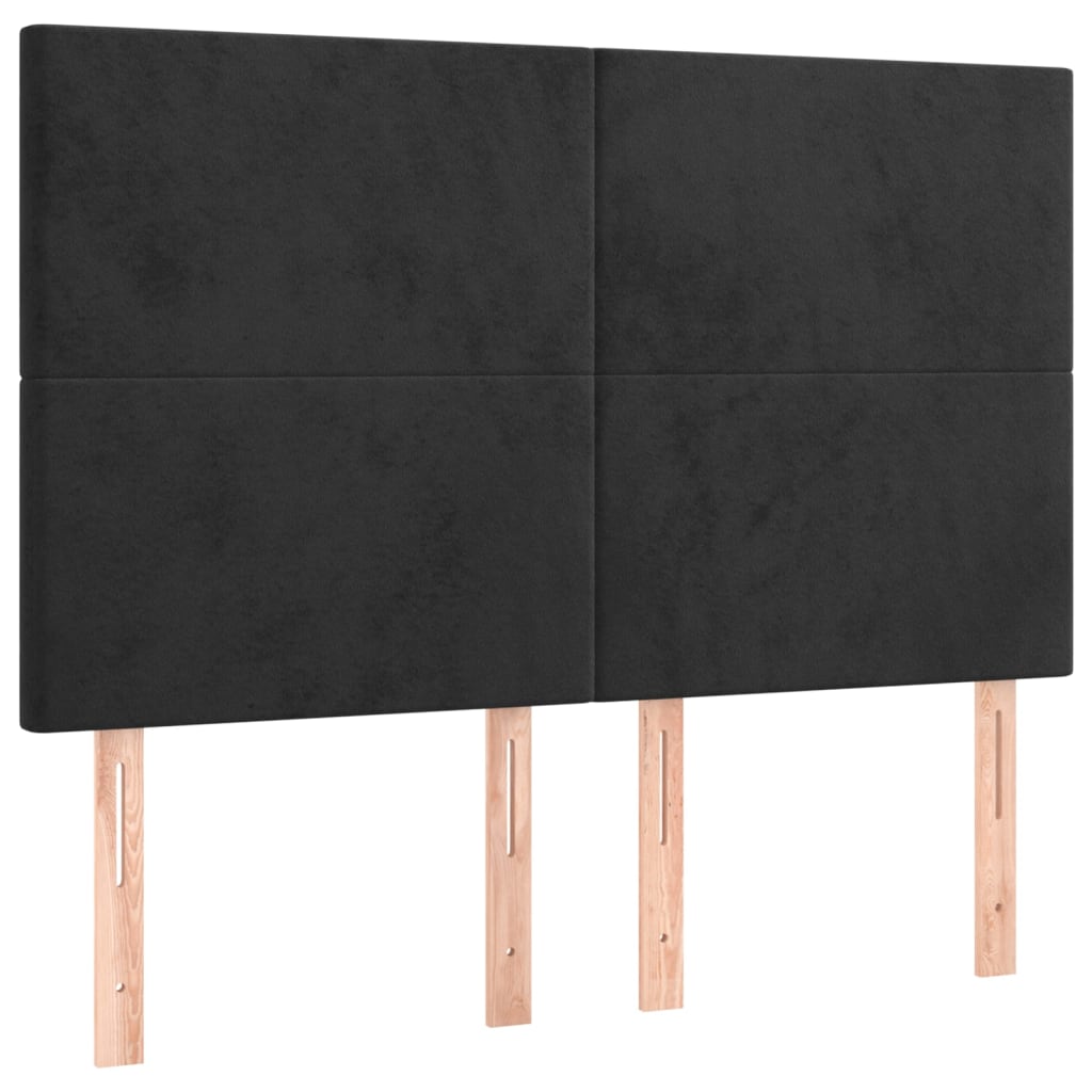 4 db fekete bársony fejtámla 72 x 5 x 78/88 cm