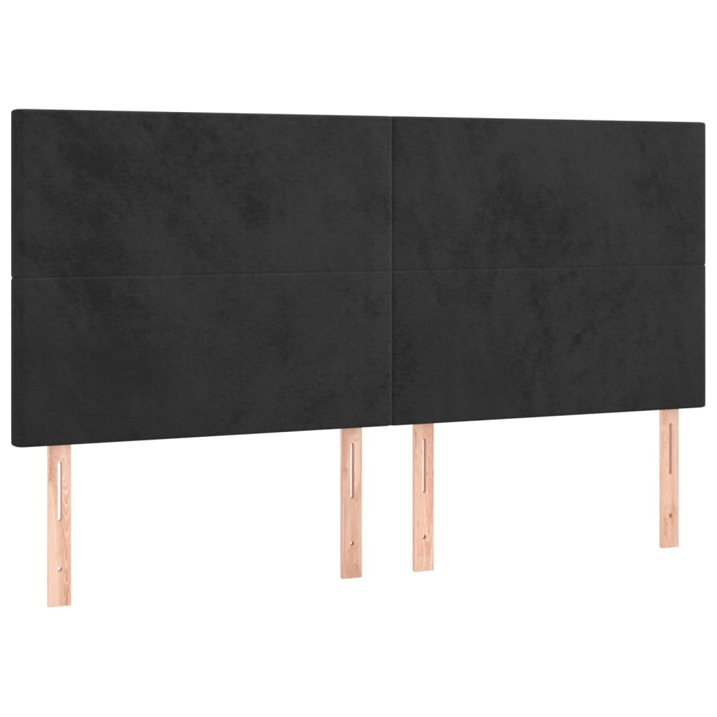 4 db fekete bársony fejtámla 90x5x78/88 cm